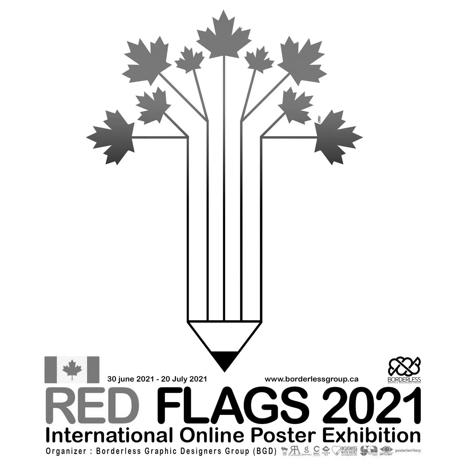 Opening Red Flags 2021 International Online Poster Exhibition In the Gallery Online of Borderless Graphic designers Group Website